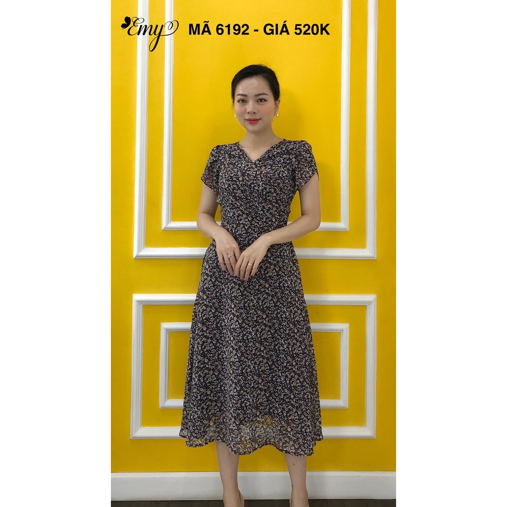 Váy EMY EM6192 Nữ Xòe Hoa Nhí Cổ Đắp