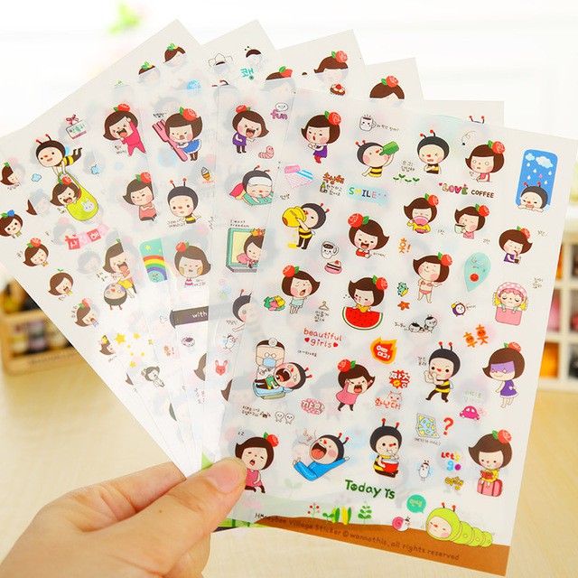 1k Deal hot  STICKER DÁN HÀN QUỐC SIÊU CUTE NHIỀU MẪU 1 TẤM