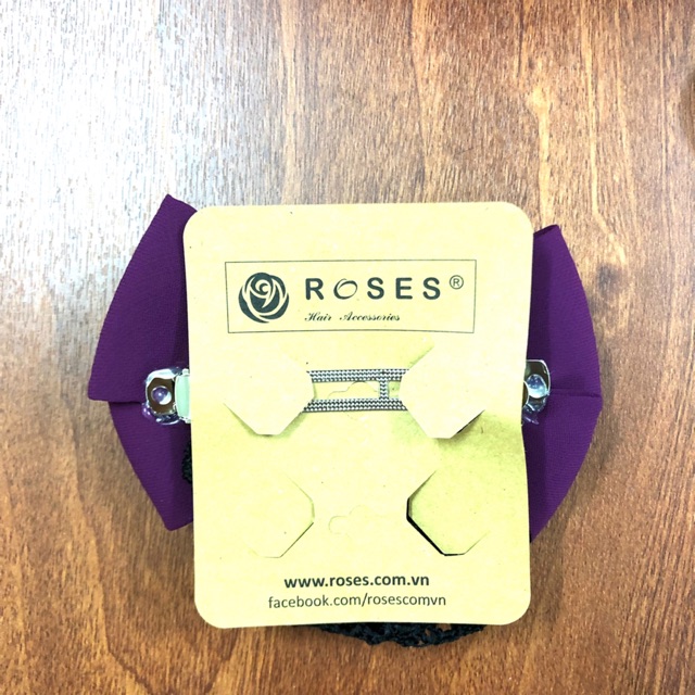 Kẹp nơ lưới búi màu tím ROSES