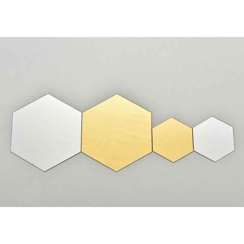 Set 12 Miếng Dán Tường 3d Hình Lục Giác Tạo Hiệu Ứng Gương Bắt Mắt