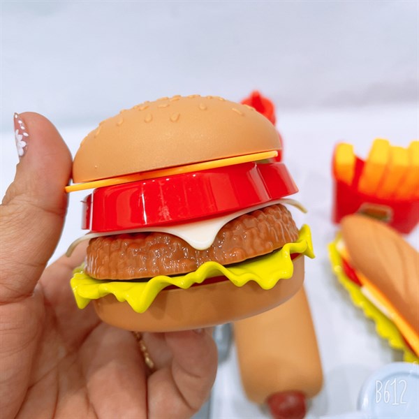 Túi đồ chơi nấu ăn thức ăn nhanh, bánh mì kẹp, hambuger 3260-22