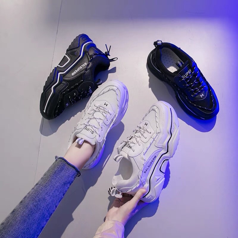 Giày thể thao nữ đế độn BLALSUP dây viền phản quang Cao Cấp - giày sneaker nữ phản chất sịn giá rẻ