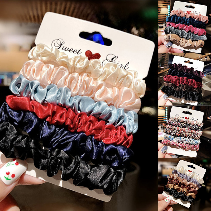 Bộ 6 Dây Cột Tóc Co Giãn Lấp Lánh Độc Đáo