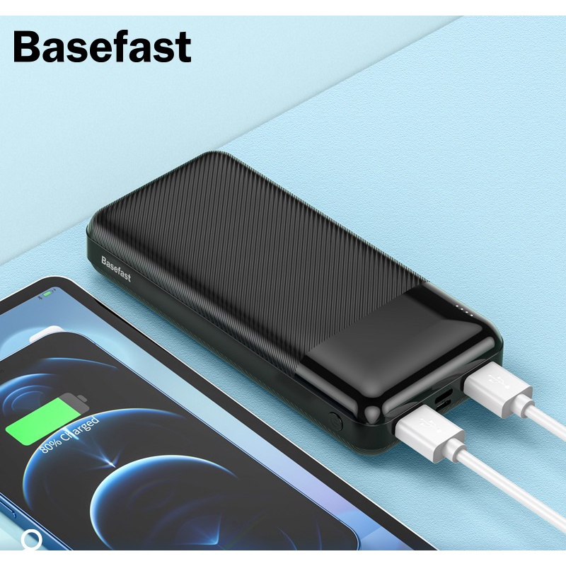 Sạc dự phòng 20000mAh Basefast - 2 cổng USB sạc nhanh Vỏ chống cháy bảo hành 12 tháng
