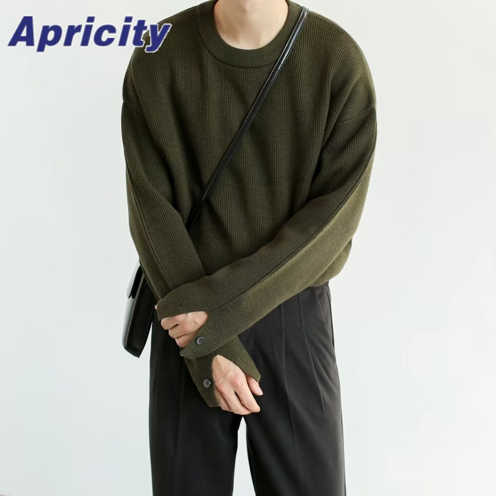 Áo sweater Dáng Rộng Màu Sắc Đơn Giản Phong Cách Hàn Quốc Cho Nam Giới