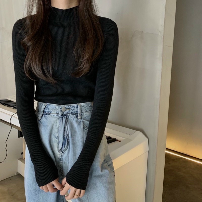 [Ảnh Thật] ÁO THUN CỔ CAO TAY DÀI ÔM BODY THU ĐÔNG- ÁO THUN CỔ CAO TRƠN DỄ PHỐI ĐỒ CHIZISHOP TD010