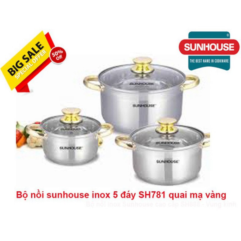 Bộ xoong nồi bếp từ cao cấp SUNHOUSE