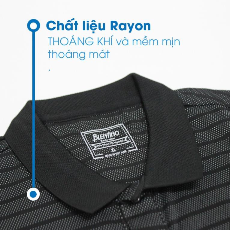 Áo thun nam có cổ dệt sọc vi tính. Chất liệu CVC cao cấp . Mặc thoáng mát. Êm ái trẻ trung.Blentino PL16282  ྇