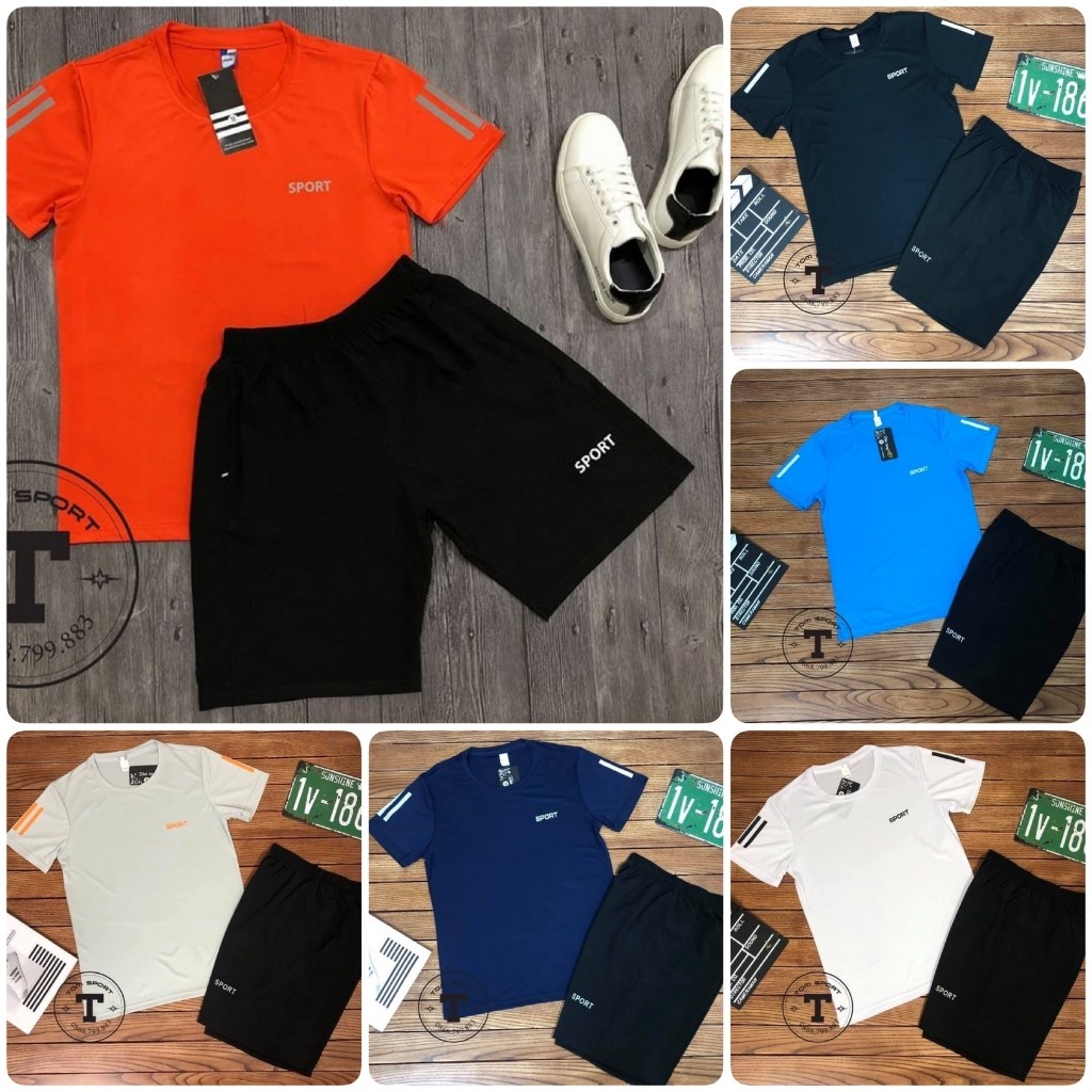 Bộ Thể Thao Nam Thun Lạnh Vải Trơn Cổ Tròn 4 Chiều - Thoải Mãi tập GYM | BigBuy360 - bigbuy360.vn