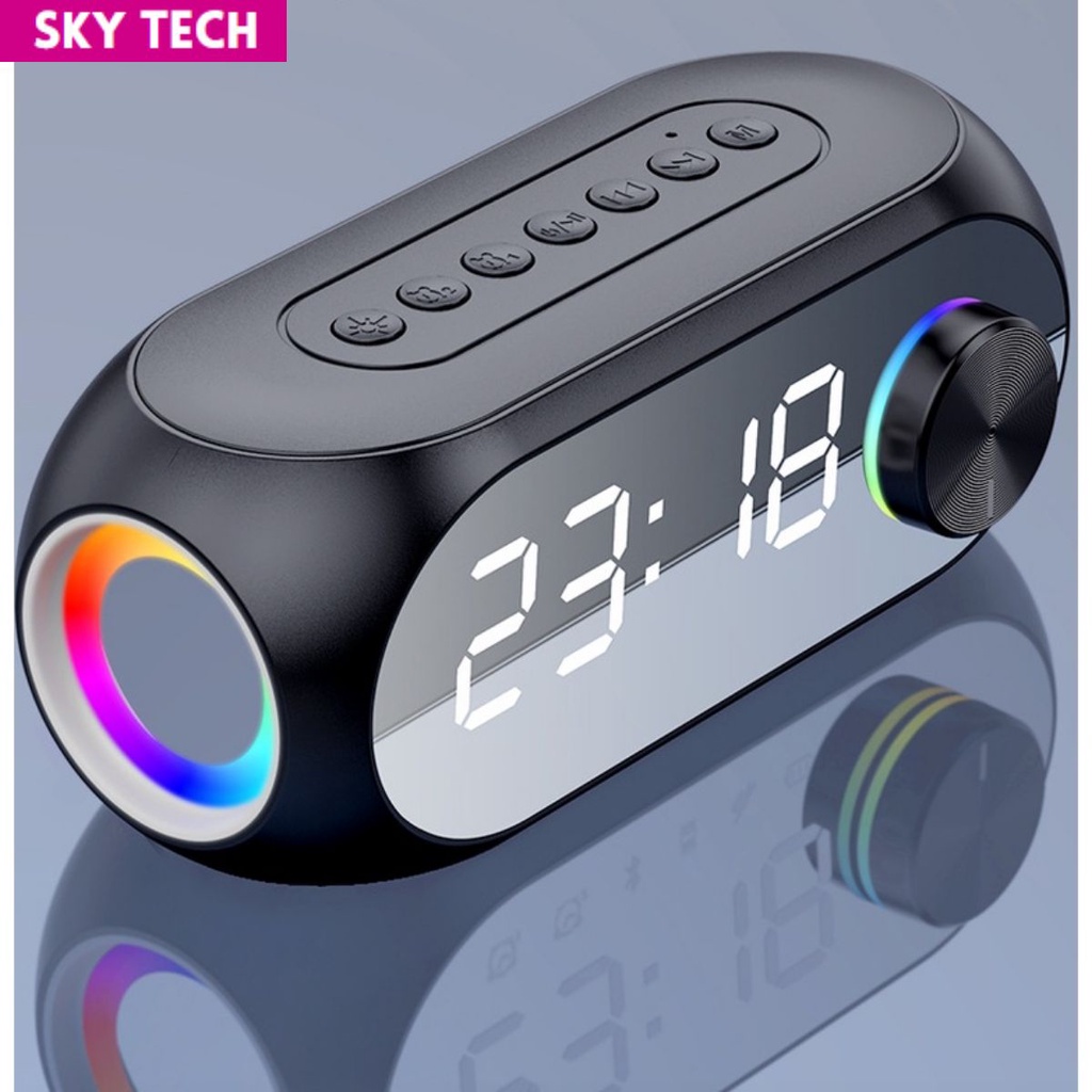 Loa không dây S8 kiêm đồng hồ báo thức bluetooth loa siêu trầm điện thoại có đèn LED nháy theo nhạc
