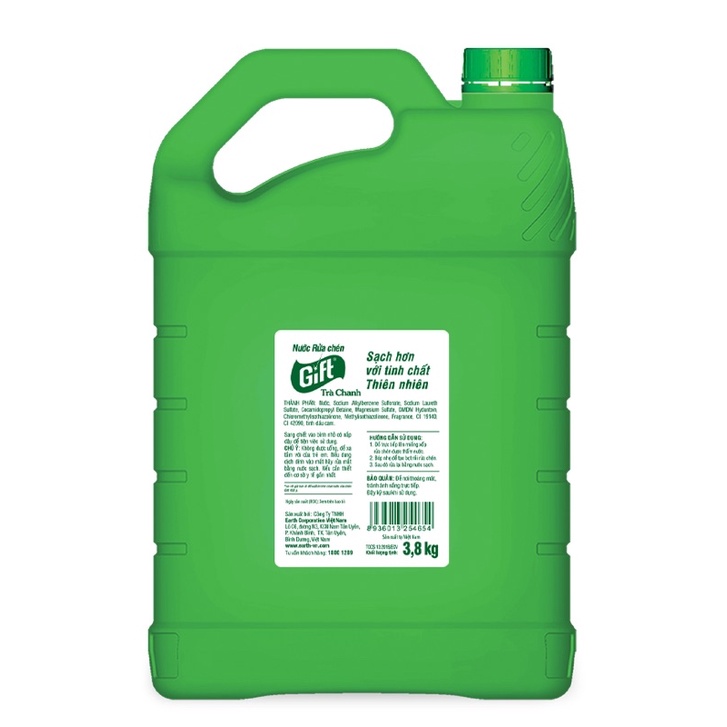 Nước rửa chén Gift 3kg8 Chanh rửa sạch chén bát siêu thơm siêu sạch không hại da tay nhiều bọt thiên nhiên