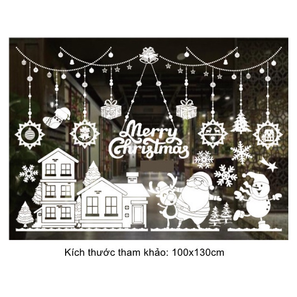 Decal dán tường Noel Hít Tĩnh Điện không Dơ Kính - Rèm phụ kiện phối thành phố trắng xóa