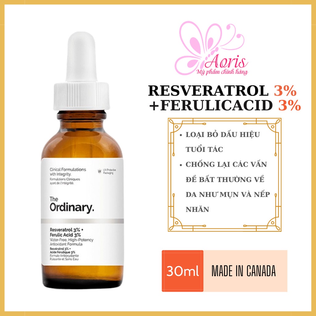 [CANADA- Full Bill]Serum anti lão hoá The Ordinary Resveratrol 3% + Ferulic Acid 3% - 30ml