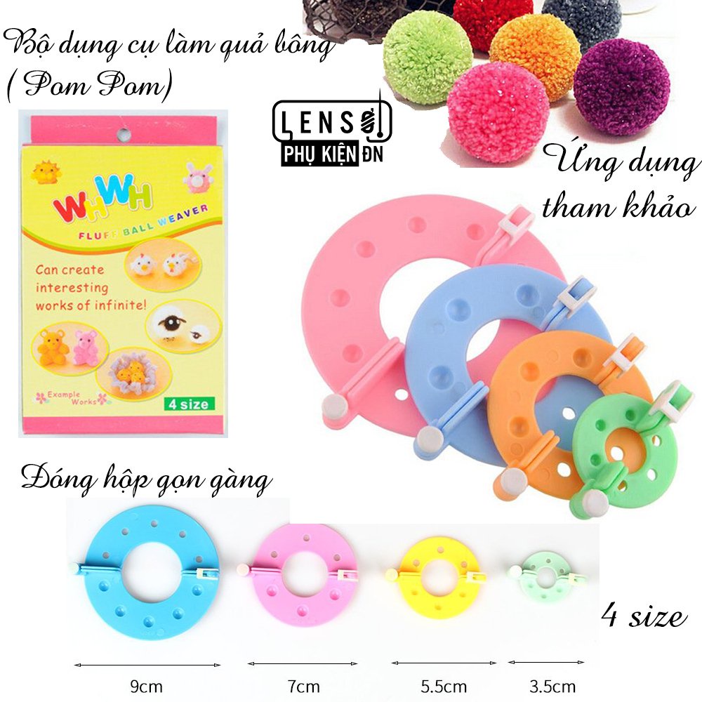 Bộ dụng cụ làm cục bông có 4 size