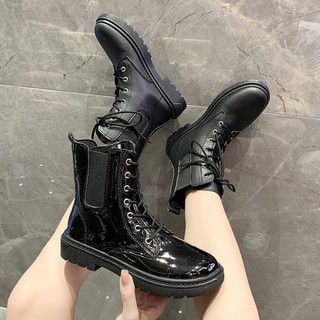 Giày Boot Da Bóng Cá Tính , Bốt Cá Tính Ulzzang