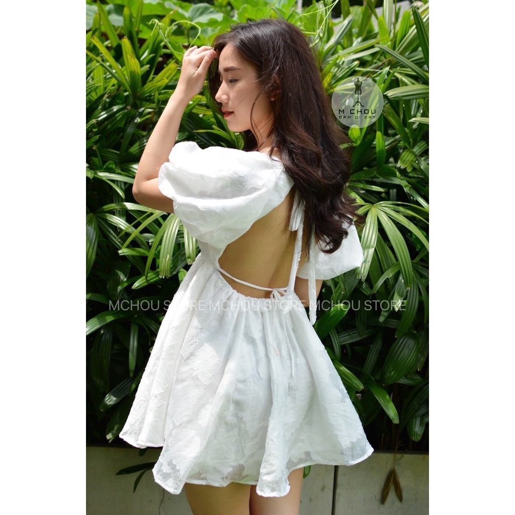 Đầm babydoll , Đầm nữ trắng xinh xắn, Đầm nữ hở lưng, Đầm trắng bánh bèo. phong cách nàng thơ, đầm bánh bèo.