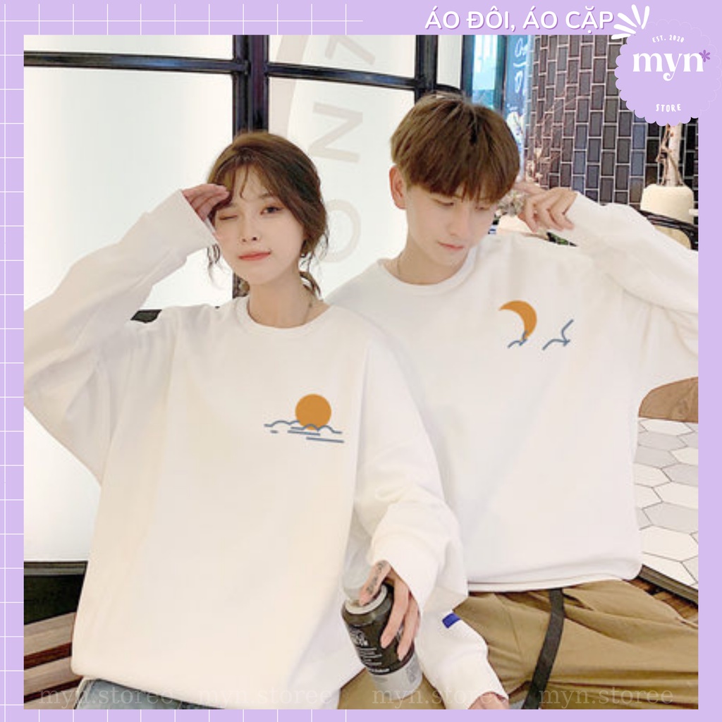 Áo Sweater Đôi Nam Nữ Tình Yêu, Bạn Thân Hoạt Hình Dễ Thương Chất Nỉ Bông Cao Cấp Form Rộng