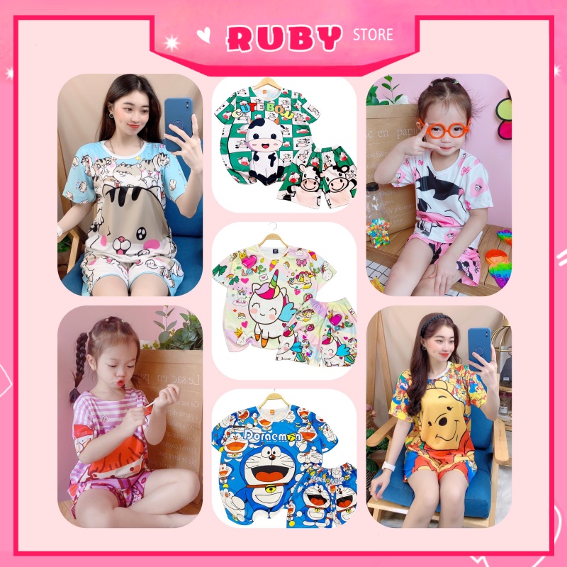 Đồ bộ hoạt hình bé trai bé gái (5KG - 18KG)❤ Set bộ hoạt hình NHIỀU MẪU cực dễ thương Tổng hợp SIZE 4,6 ❤ DBRBD