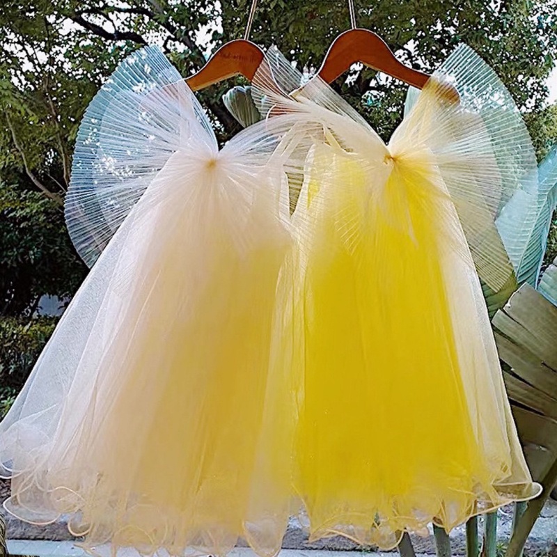 Cô gái sợi lưới váy mùa hè bướm lễ hội cánh tiên hoa công chúa sling vest váy