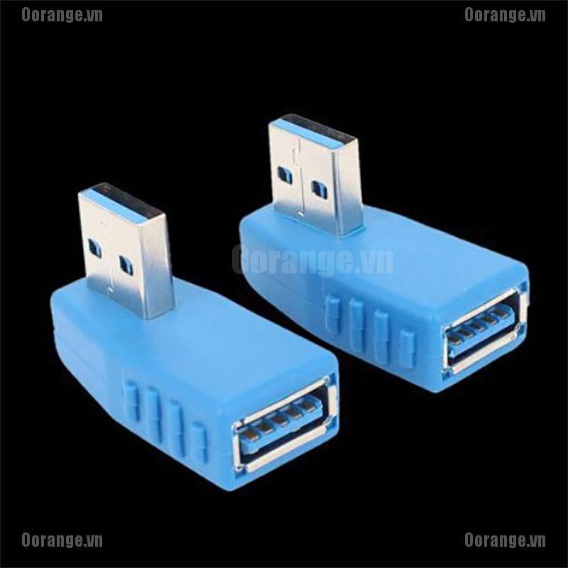 Đầu sạc chuyển đổi USB 3.0 A đực sang cái thiết kế gập 90 độ màu xanh da trời