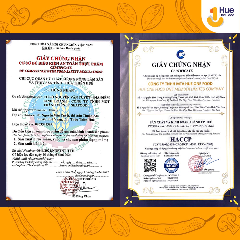 Bánh ép Huế HUE ONE FOOD vị tôm thịt hải sản size nhỏ hộp 40g