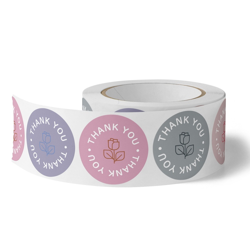 Miếng Dán Hình Tròn In Chữ Thank You Trang Trí Túi Bánh