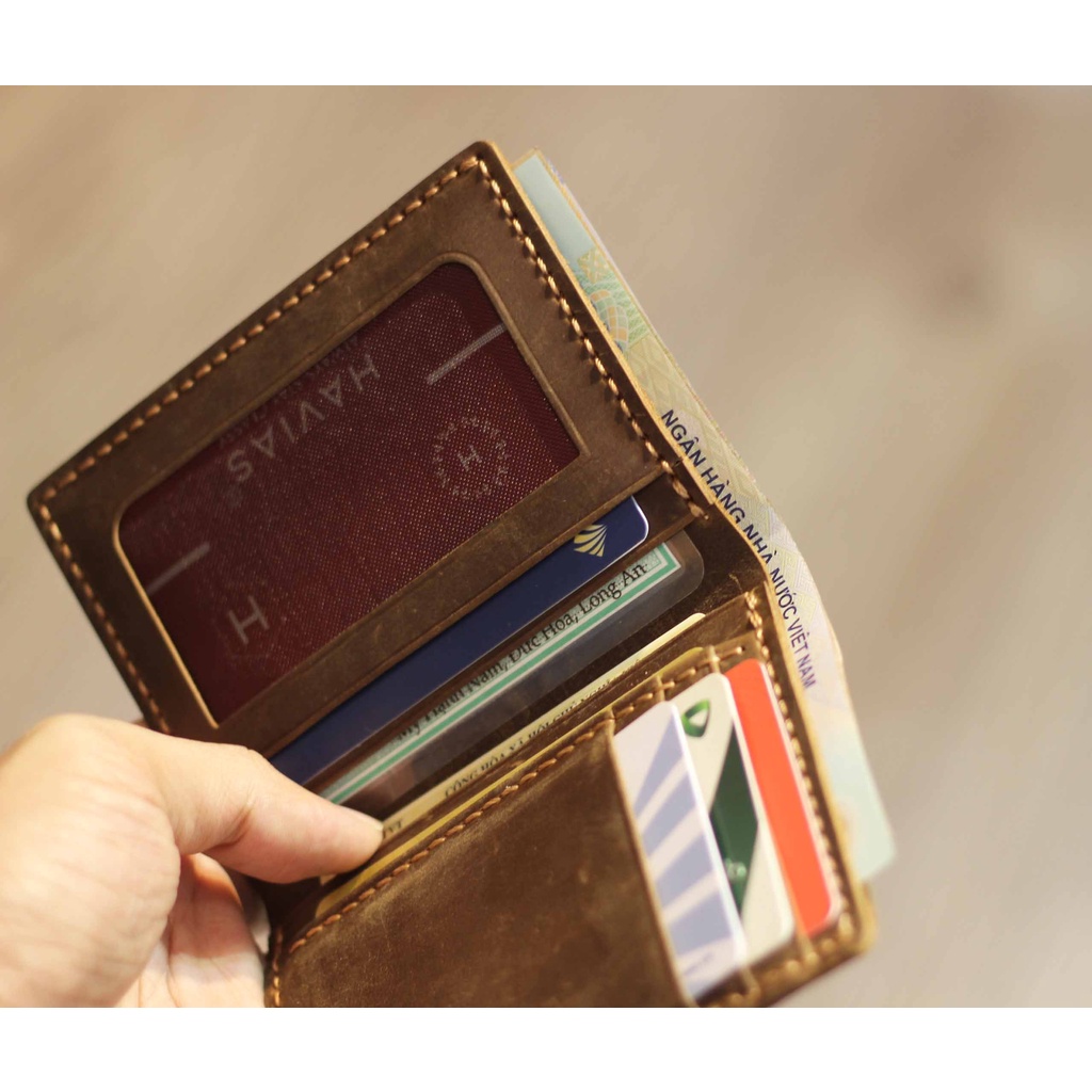 Ví Da đứng Venumi Handcrafted Wallet HAVIAS - Nâu Sáp