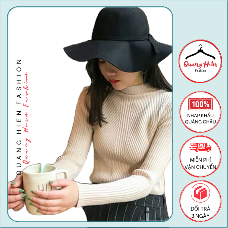 Áo len nữ Quảng Châu cao cổ vân cách điệu siêu mềm mại freesize MS021