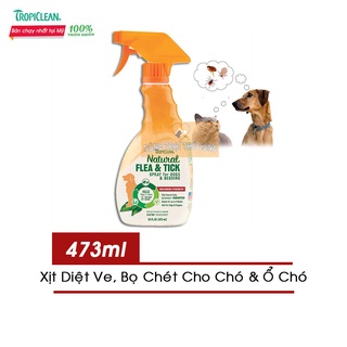 Xịt chống ve bọ chét chó mèo và chỗ ở - tropiclean natural flea & tick