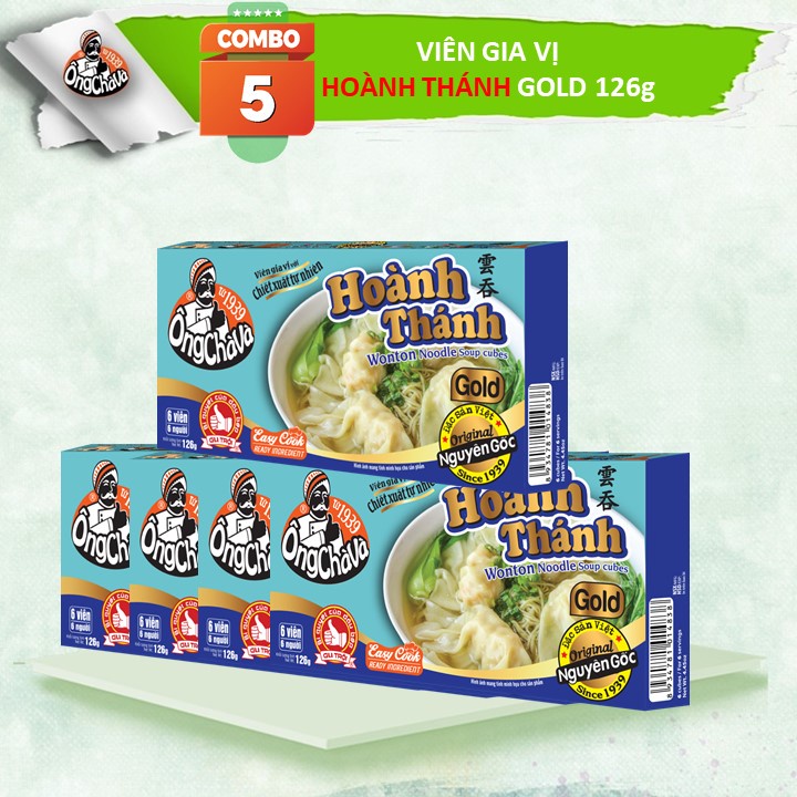 Combo 5 Hộp Viên Gia Vị HOÀNH THÁNH Gold Ông Chà Và 126g