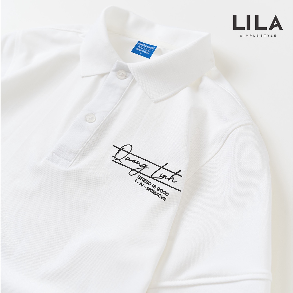 Áo POLO nam GREED THÊU TÊN yêu cầu basic đẹp vải cá sấu COTTON mềm mịn co giãn 4 chiều, chống nhăn, thoáng mát - LILA