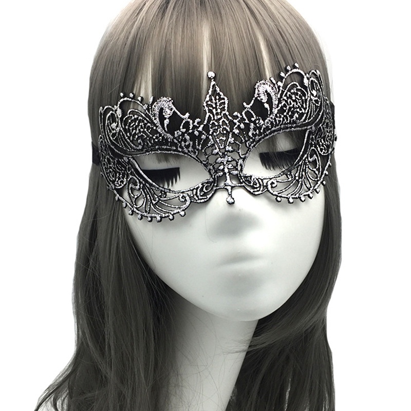 Mặt Nạ Hóa Trang Halloween Màu Đen Phối Ren Đẹp Mắt