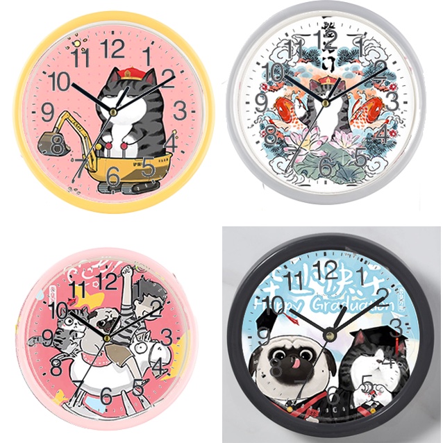 Đồng hồ treo tường hoàng thượng mèo DHTI40 cute dễ thương 13 đến15cm