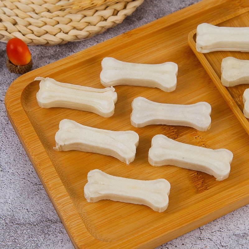 Xương Da Bò Vị Sữa Canxi Xương Gặm Sạch Răng Cho Chó 10 chiếc / gói