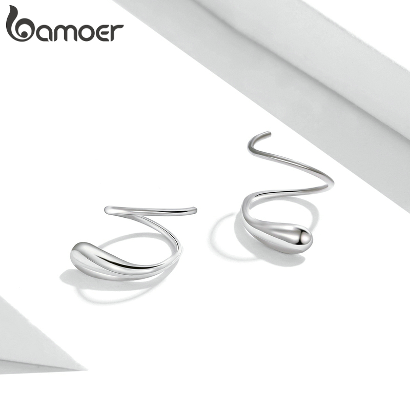 Khuyên Tai Chính Hãng Bamoer SCE1130 Hình Giọt Nước Sáng Tạo Bằng Bạc Thật 925 Cho Nữ