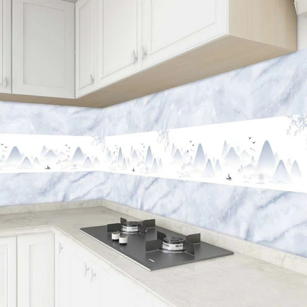 1m decal dán bếp tráng nhôm ngọn núi khổ 60cm keo sẵn