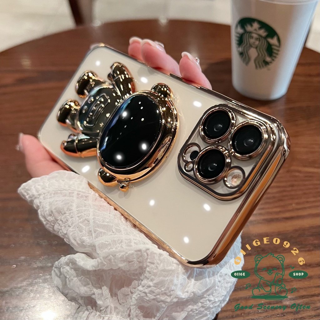 Ốp Điện Thoại TPU Mềm Trong Suốt Có Giá Đỡ Hình Phi Hành Gia Cho Iphone 14 / 13 Proamx