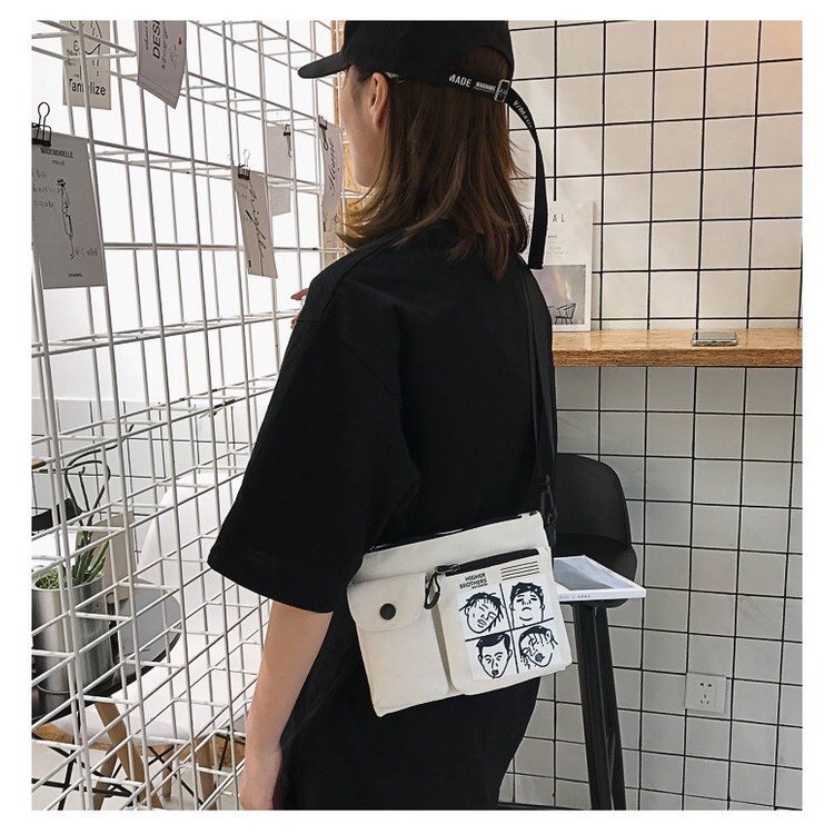 Túi đeo chéo ,túi Bao Tử mini vải canvas dày dặn mẫu hot tred nhất hiện nay D/C 43 thời trang HAZIN