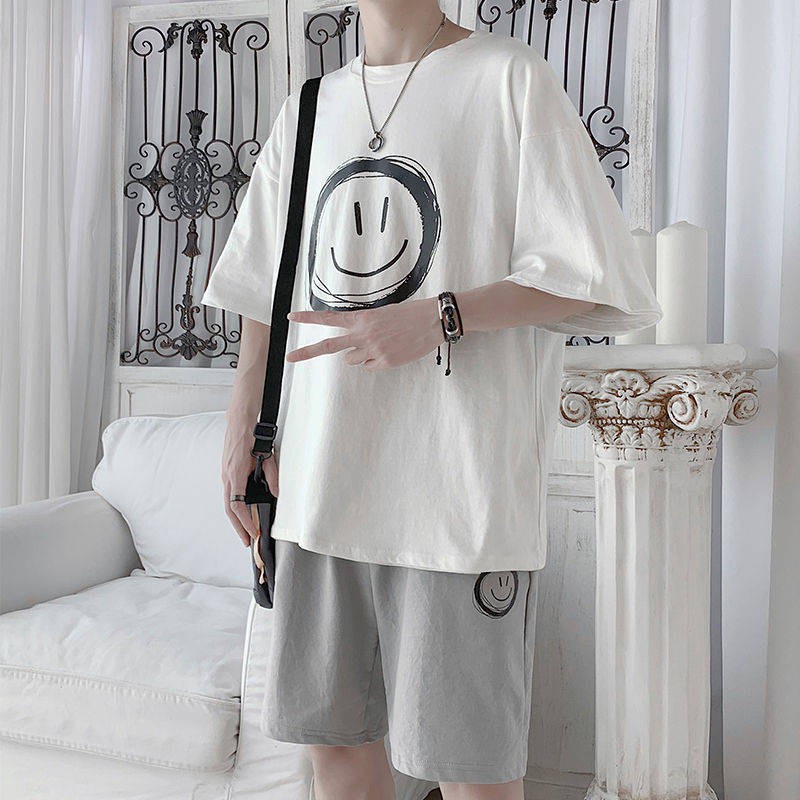 ()Bộ đồ thể thao mùa hè Nam Phiên bản Hàn Quốc của xu hướng Quần áo bé trai với quần short ngắn tay gi