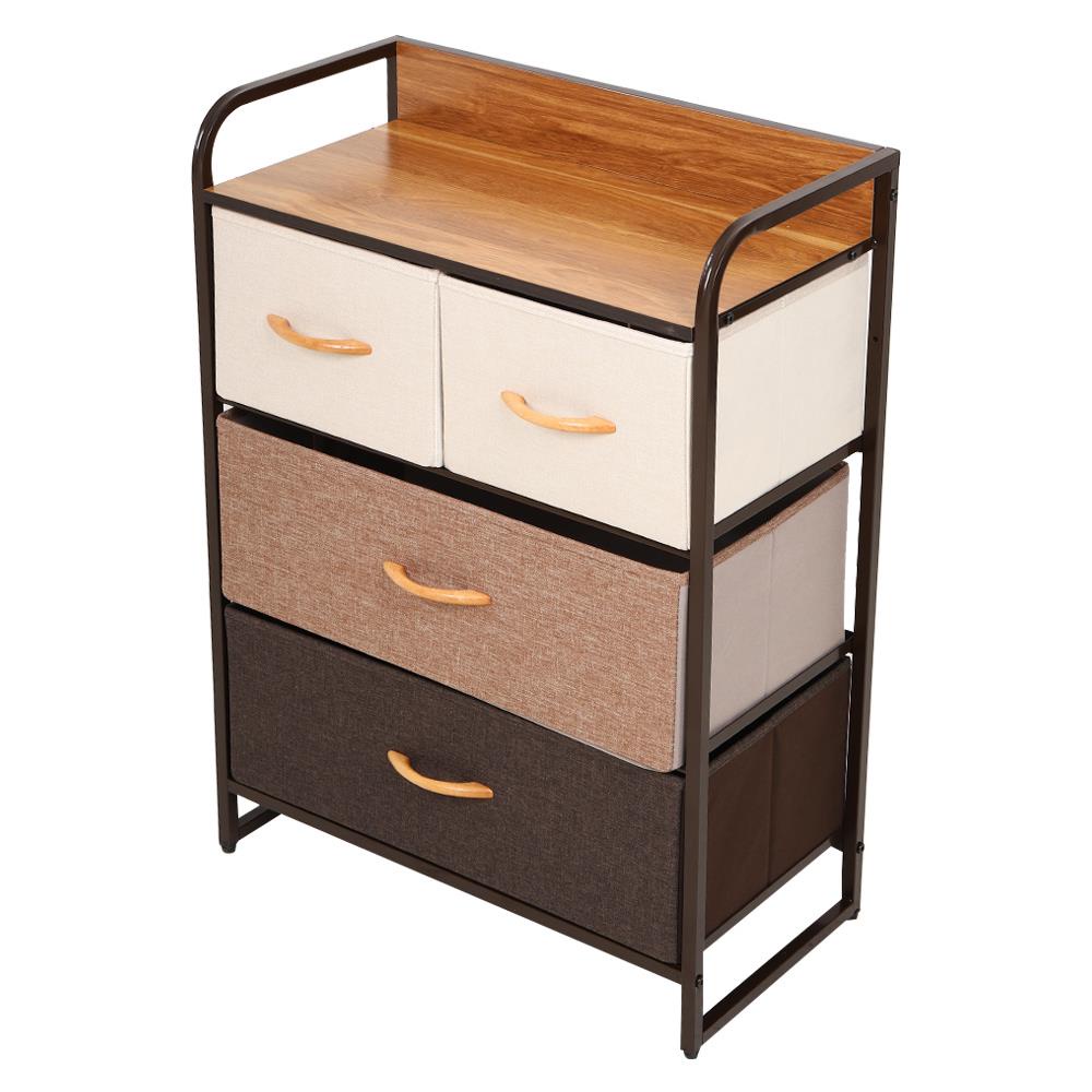 HomeBase STACKO Tủ đựng đồ 3 tầng 4 ngăn bằng vải Thái Lan W58xH78.5xD29cm màu nâu
