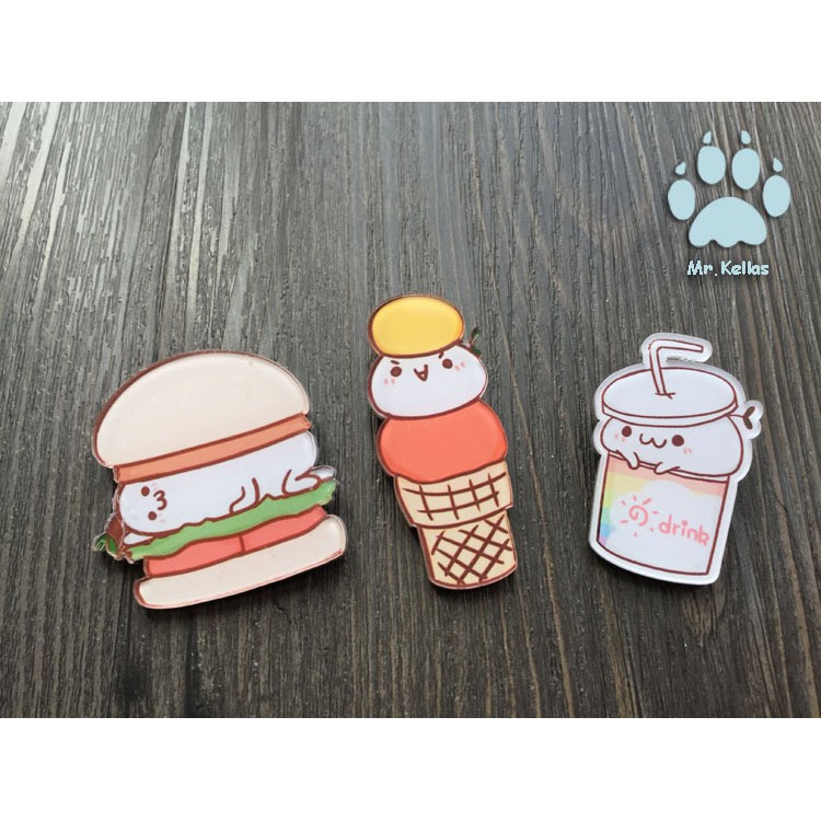 Huy hiệu Cài áo ulzzang hình bánh hamburger khoai tây chiên Mẫu 2