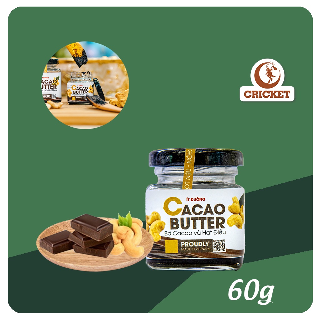 Bơ Cacao Hạt Điều Healthy Nguyên Chất 100% (Hũ 110g) - Hương thơm cacao nồng nàn nguyên liệu thuần organic