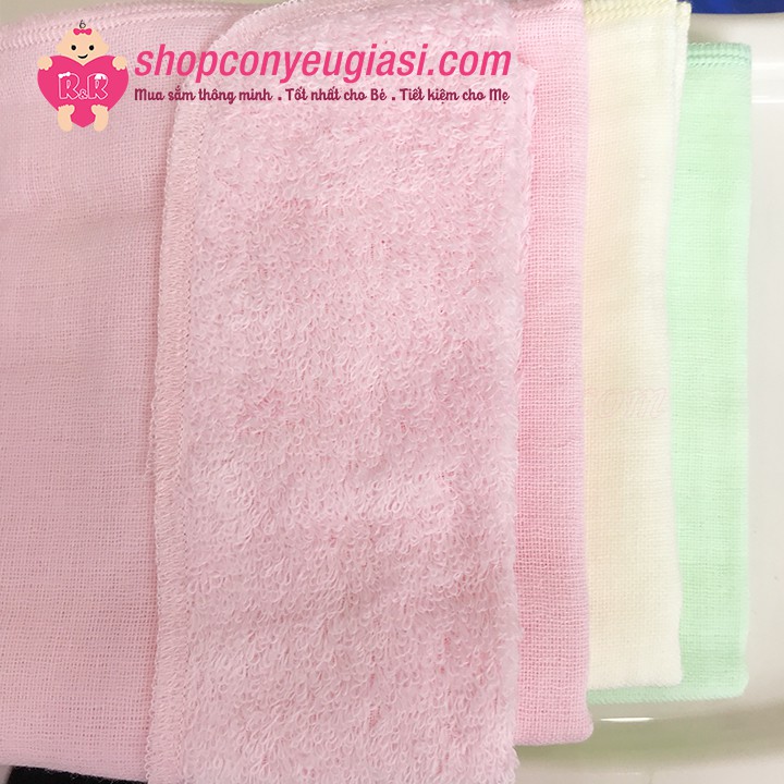 Khăn Xô 2 Mặt Pink&amp;Blue Vỉ 6 Cái Màu - 100% Cotton