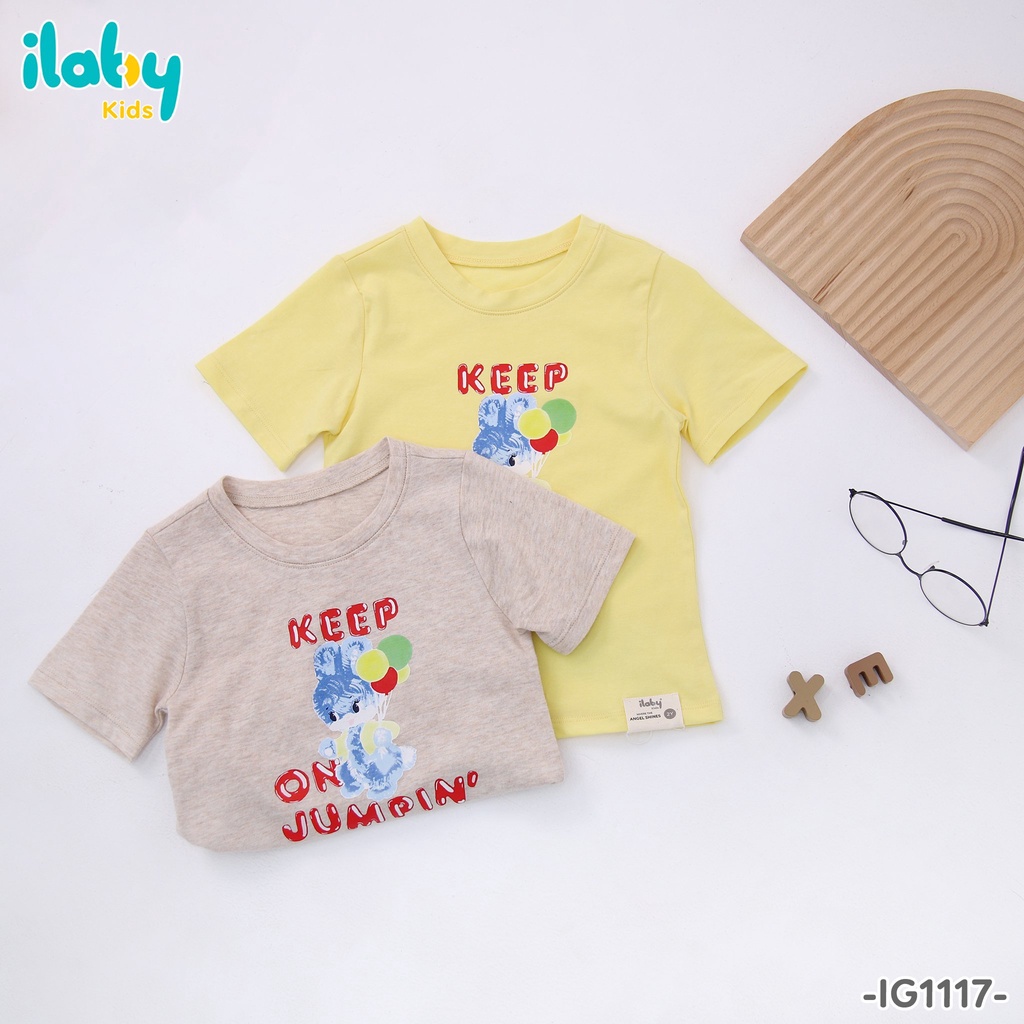 Áo phông bé trai gái ILABY basic in hình chất liệu cotton thoáng mát