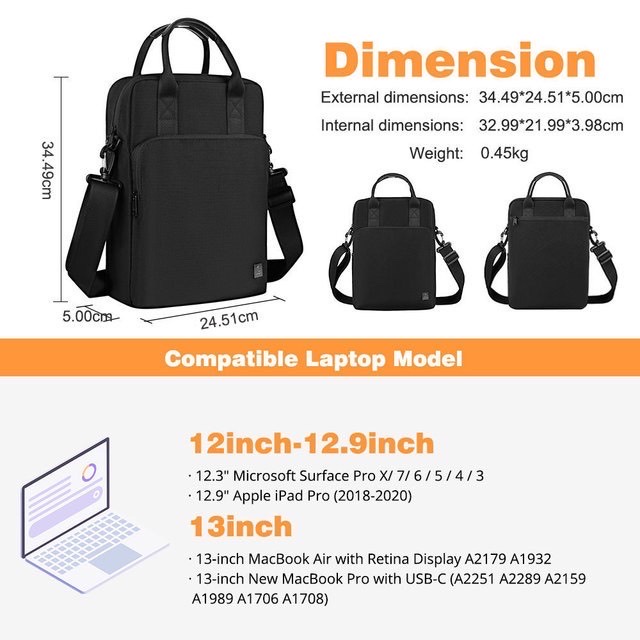 Túi Đeo Dọc Chéo Wiwu Vertical Double Layer Bag Phù Hợp Macbook Air/Pro New 13,3" Surface Pro X/7/6/5 Và Ipad 12,9 inch