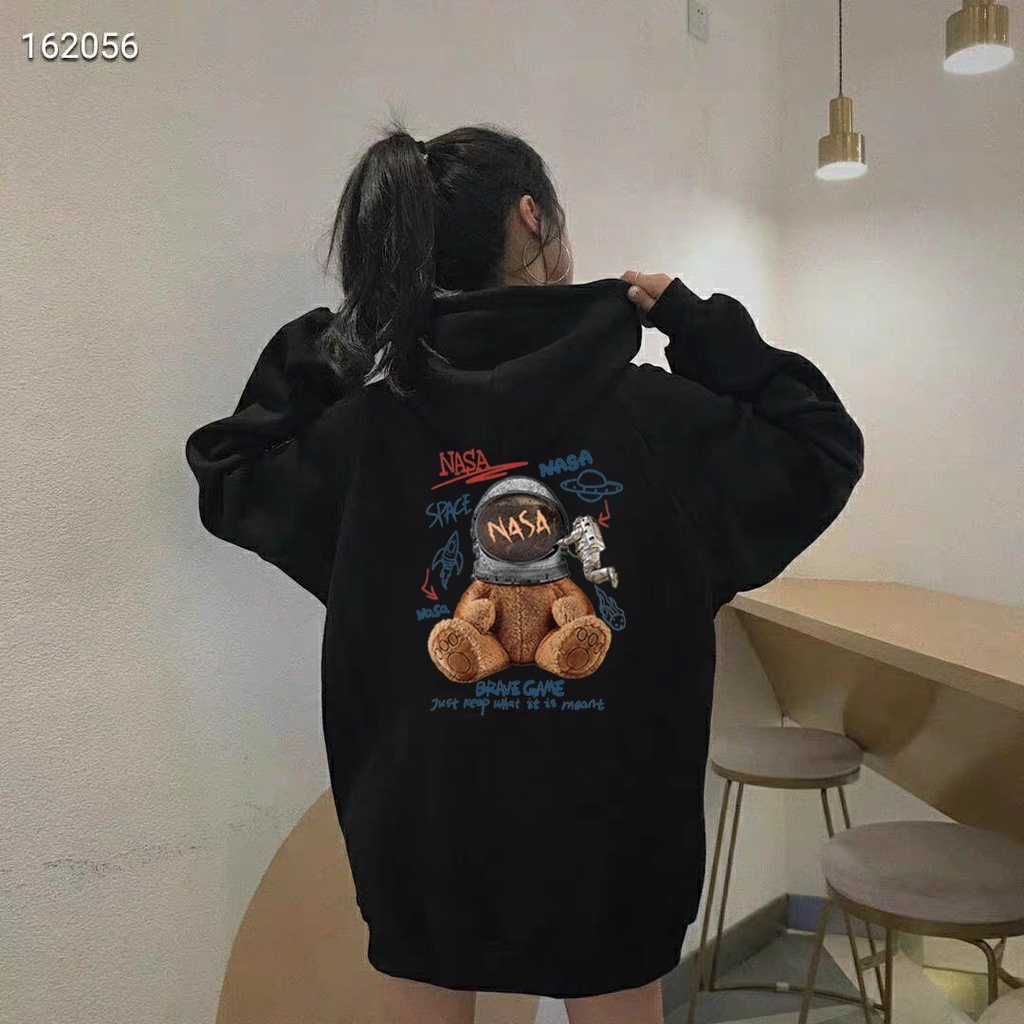 Áo Hoodie Form rộng dài tay nam nữ, Áo Hoodie Unisex chất nỉ bông dày dặn in hình Bear NaSa | BigBuy360 - bigbuy360.vn