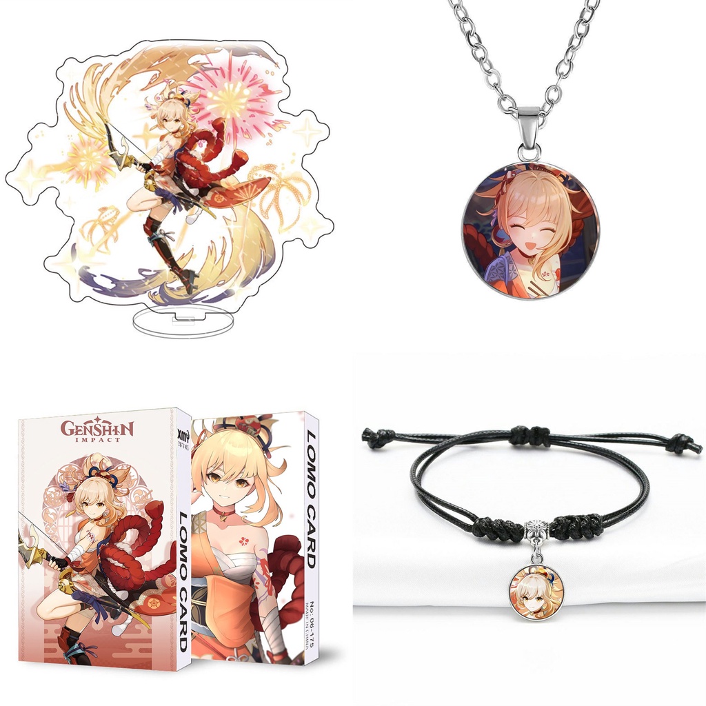 (ngẫu nhiên) COMBO 4 món nhân vật YOIMIYA game GENSHIN IMPACT standee lomo dây chuyền vòng tay anime