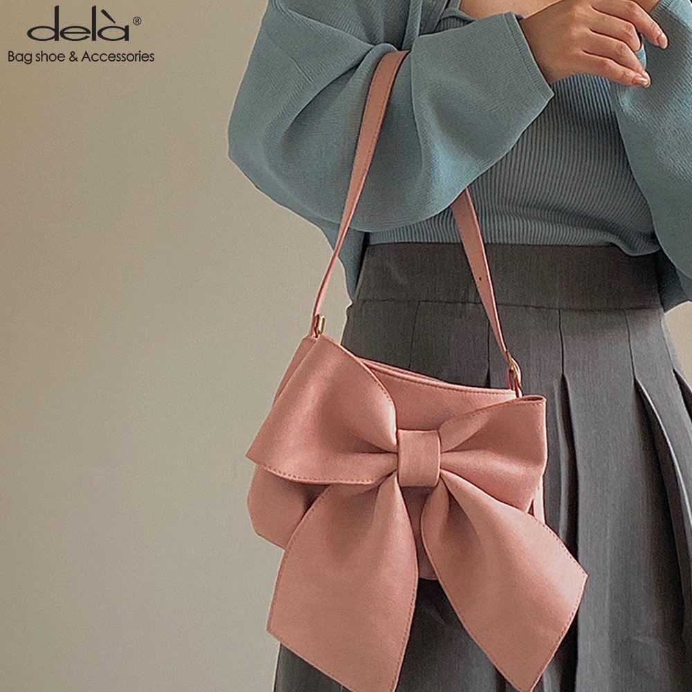 Dela Túi Đeo Chéo Nữ Cute Dela Túi Xách Đeo Vai Đính Nơ To Thời Trang Nữ Ngọt Ngào