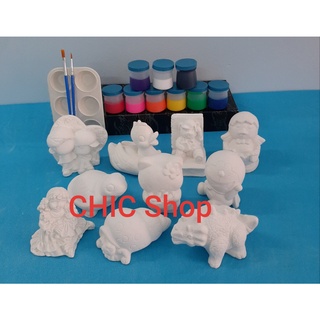Bộ tượng tô màu thạch cao size trung cho bé.