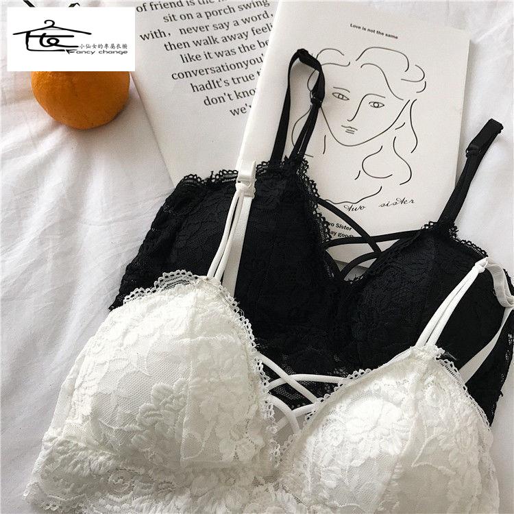 Áo Ngực Nữ Không Gọng Phối Ren Phong Cách Hàn Quốc